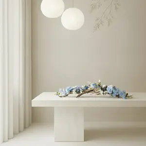 CENTERPIECE Elegant Mantle Centerpiece for Dining Table Floral Centerpiece Wedding Floral Decor Coffee Table with Blue & White Flowers for Dining Tables and Coffee Tables