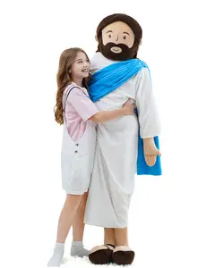 Yelakey Giant Jesus Plush 6 Ft, Jesus Stuffed Doll Jesus Plushie Toy Christian Jesus Pillow Religious Decoration Gift for Christening Easter (Blue)