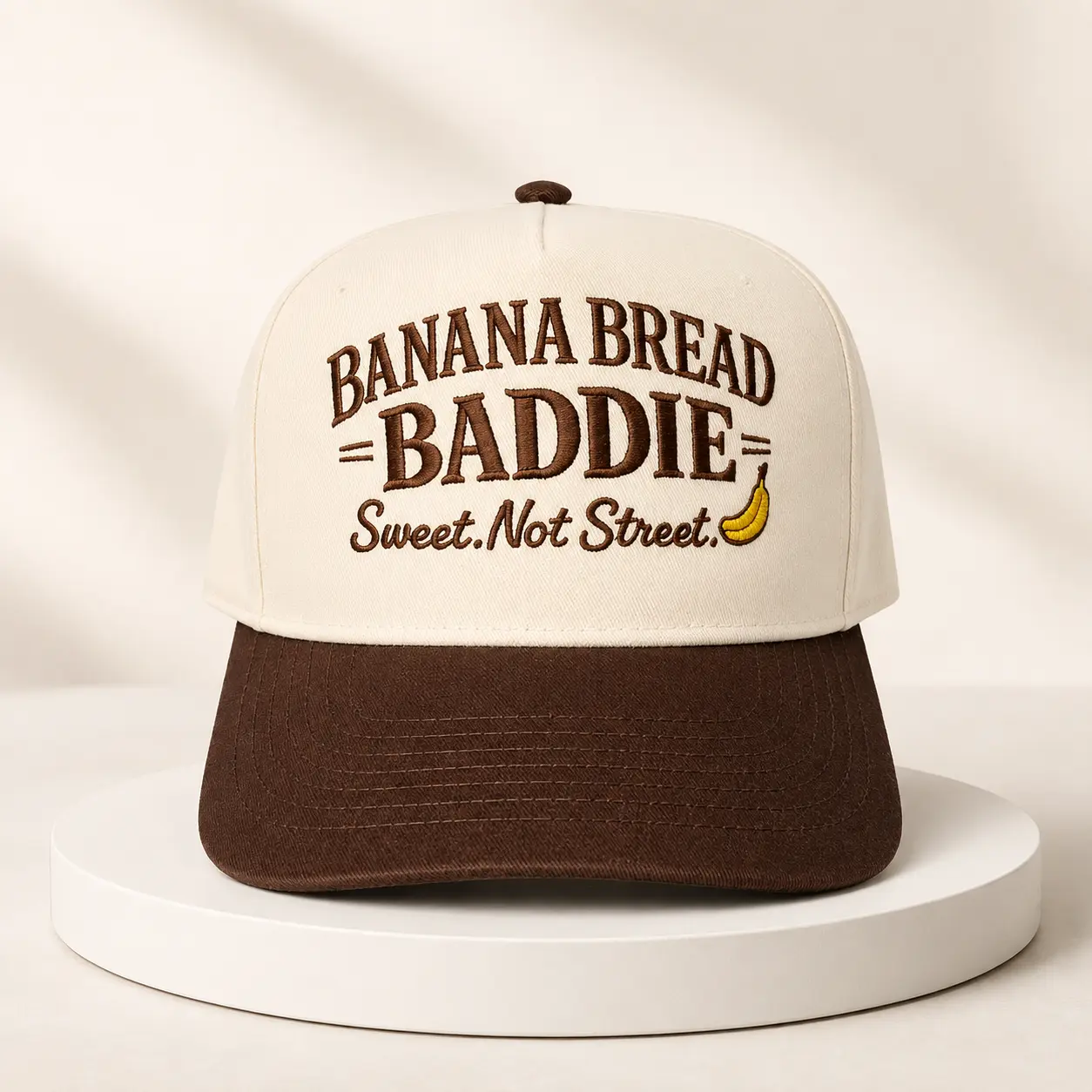Banana Bread Baddie Embroidered Hat – Funny Foodie Two-Tone Baseball Cap