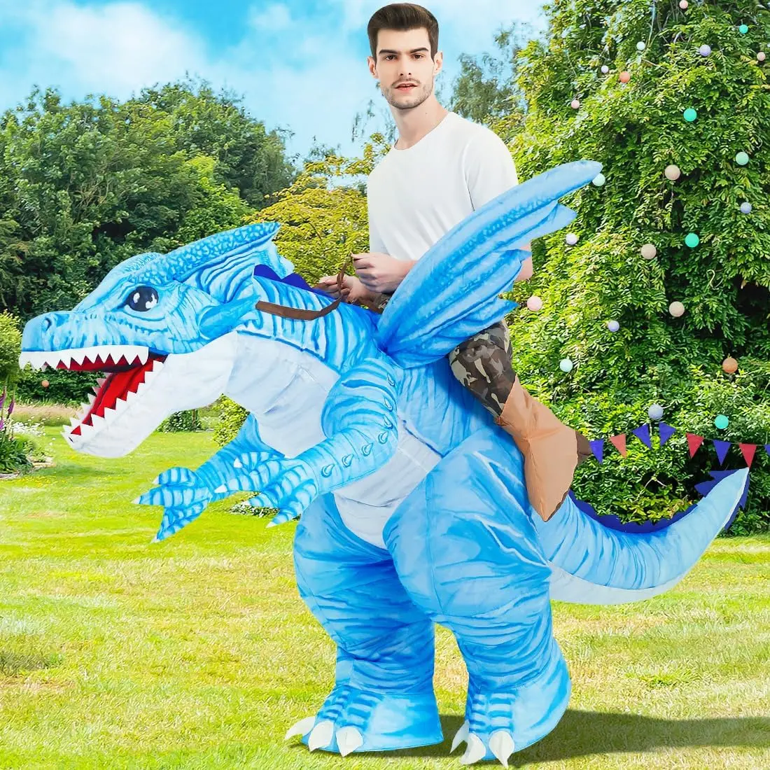 GOOSH Adult Inflatable T Rex Dinosaur Costume, Funny Halloween Costume for Men Women, Blow Up Dinosaur Suit for Party, Cosplay, Costume Events