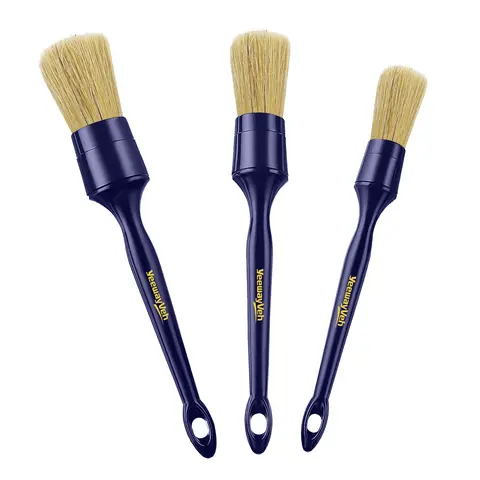 YeewayVeh Boars Hair Detailing Brush Set, Car Detail Brushes for Dashboard Engine Bay Air Vents Leather Seat Wheel Vehicle Motorcycle and Home Interior Cleaning Brush, Blue