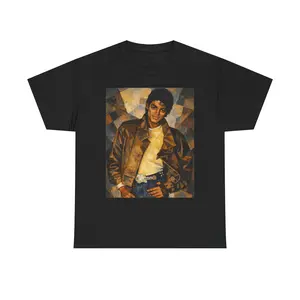 Michael Jackson Brown Leather Jacket Portrait Tee | Retro Celebrity Shirt