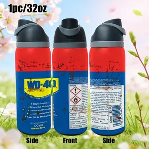 32oz Stainless Steel Insulated Cup, 950ML Wd-40 Oil Can Design, with Lid and Straw, Perfect for Garage, Workshop, Car Repair Shop