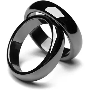 Magnetic Hematite Rings for Women Man Unisex Anxiety Balance Root Chakra, Black Hematite Rings Absorbs Negative Energy
