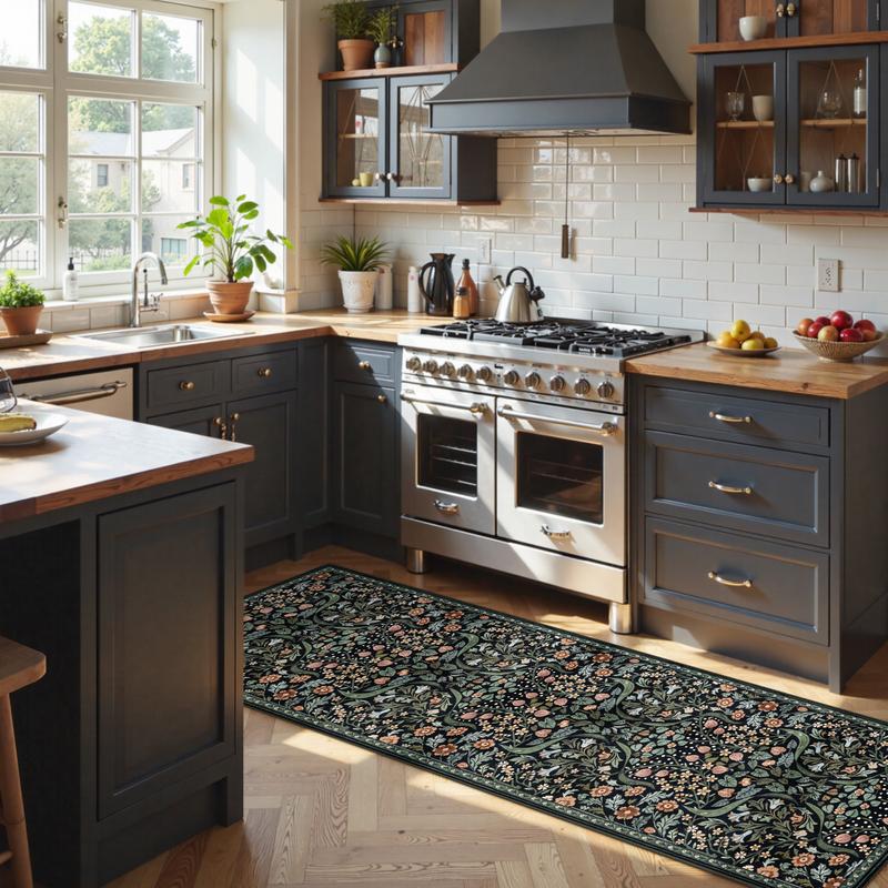 Lahome Floral Area Rugs, Soft Washable Rugs for Living Room Bedroom, Boho Non-Slip Forest Large Throw Carpet for Farmhouse Dining Room Office