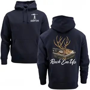 Rack Em Up Deer Hunting Hoodie – Night Life Hunter Graphic Hoodie, Whitetail Deer Hunting Shirt, Hunter Gift Hoodie for Men, Outdoor Hunting Season Sweatshirt