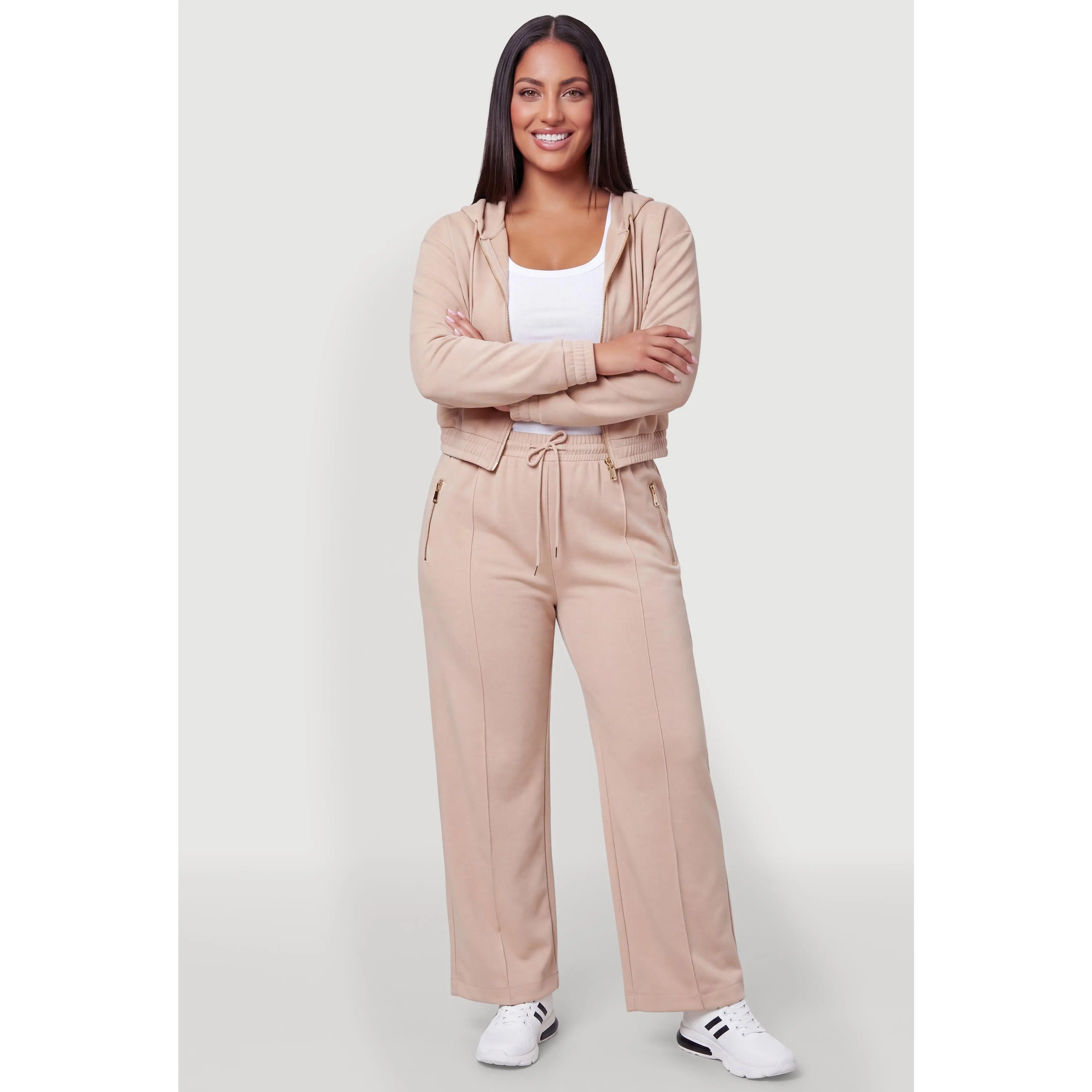 Plus Size Zip Pocket Pintuck Sweatpants