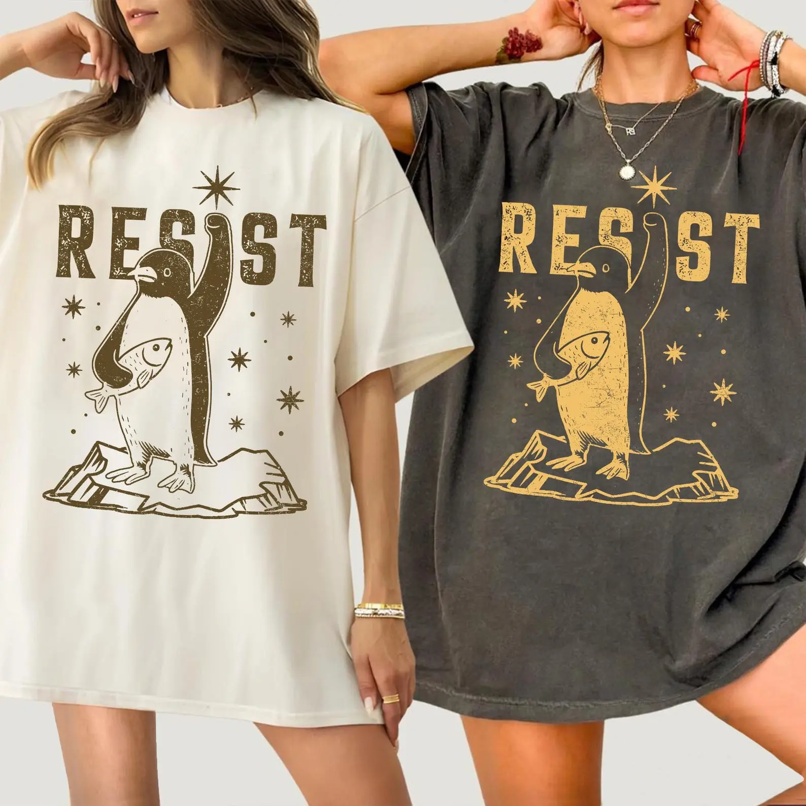 Penguins RESIST Shirt, Flippers Up Tee, Heard Island Shirt, Subtle FDT Shirt Resistance Protest, Penguins Against Tariffs Tee, RESIST TShirt