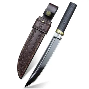 LENGREN 068 Tactical Fixed Blade Knife Sleipner Steel G10 Handle Leather Sheath DLC Coated for EDC Outdoor Camping Survival Hunting