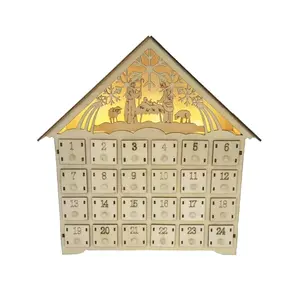 LED Lighted Wooden Advent Countdown Calendar (24 Days)