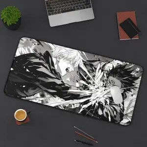 [New Anime Gear - Sale Up To 35%] Jujutsu Kaisen Battle Desk Mat, Gojo vs Sukuna Manga Panel Extended Mouse Pad, Black & White Anime Desk Setup Decor