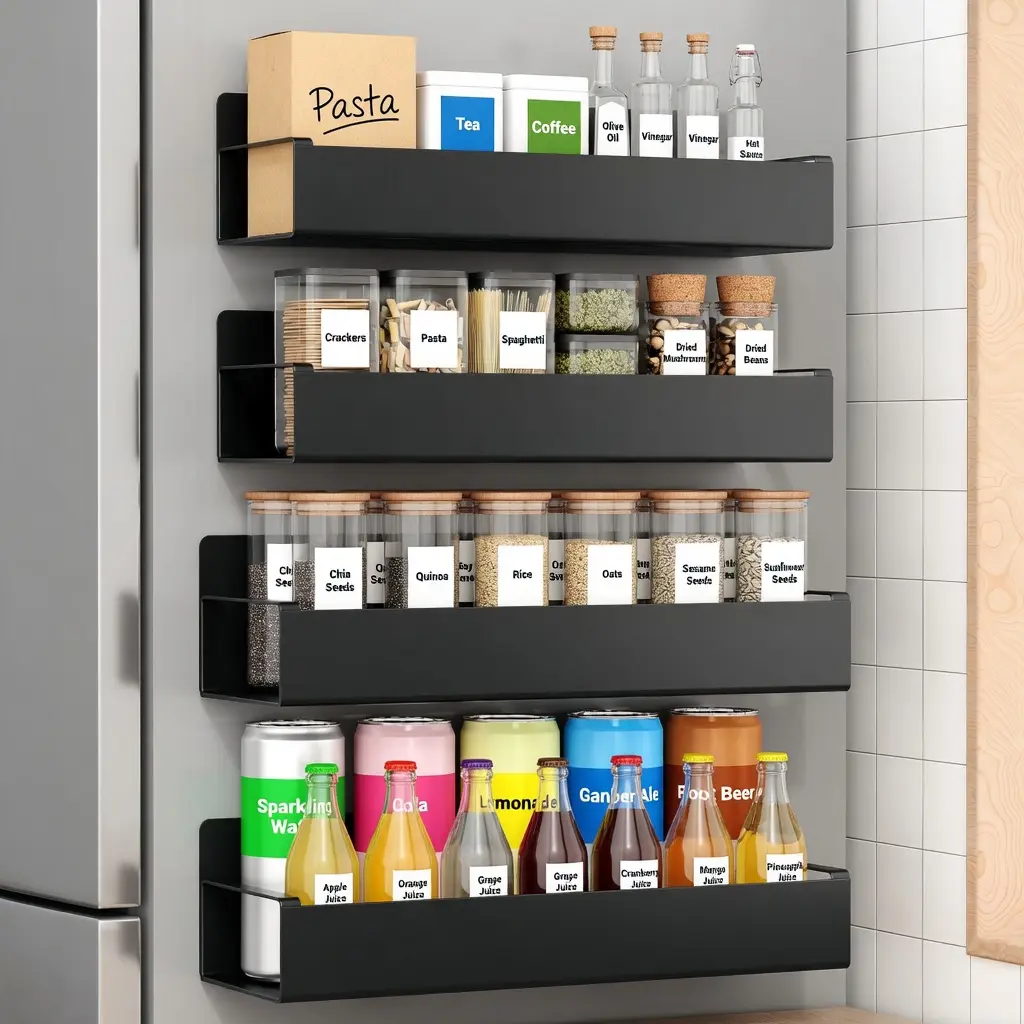 Magnetic Spice Rack Organizer for Fridge, Refrigerator, Oven & Washing Machine - Kitchen Seasoning Storage Rack