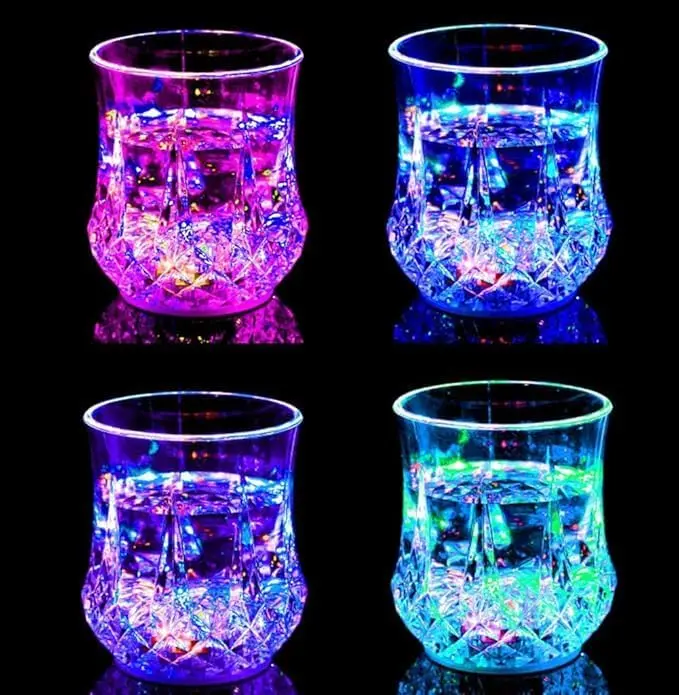 Glowing Induction Acrylic Beer Cup - Reusable Adult Luminous Pineapple Mug (200 ml), 2/4/6 Pack, Water-Activated Sensing, Colorful Light-Up Drinkware for Festive Celebrations, Clubs, Bars, DJ Places, Kitchenware Drinkware Tumblers