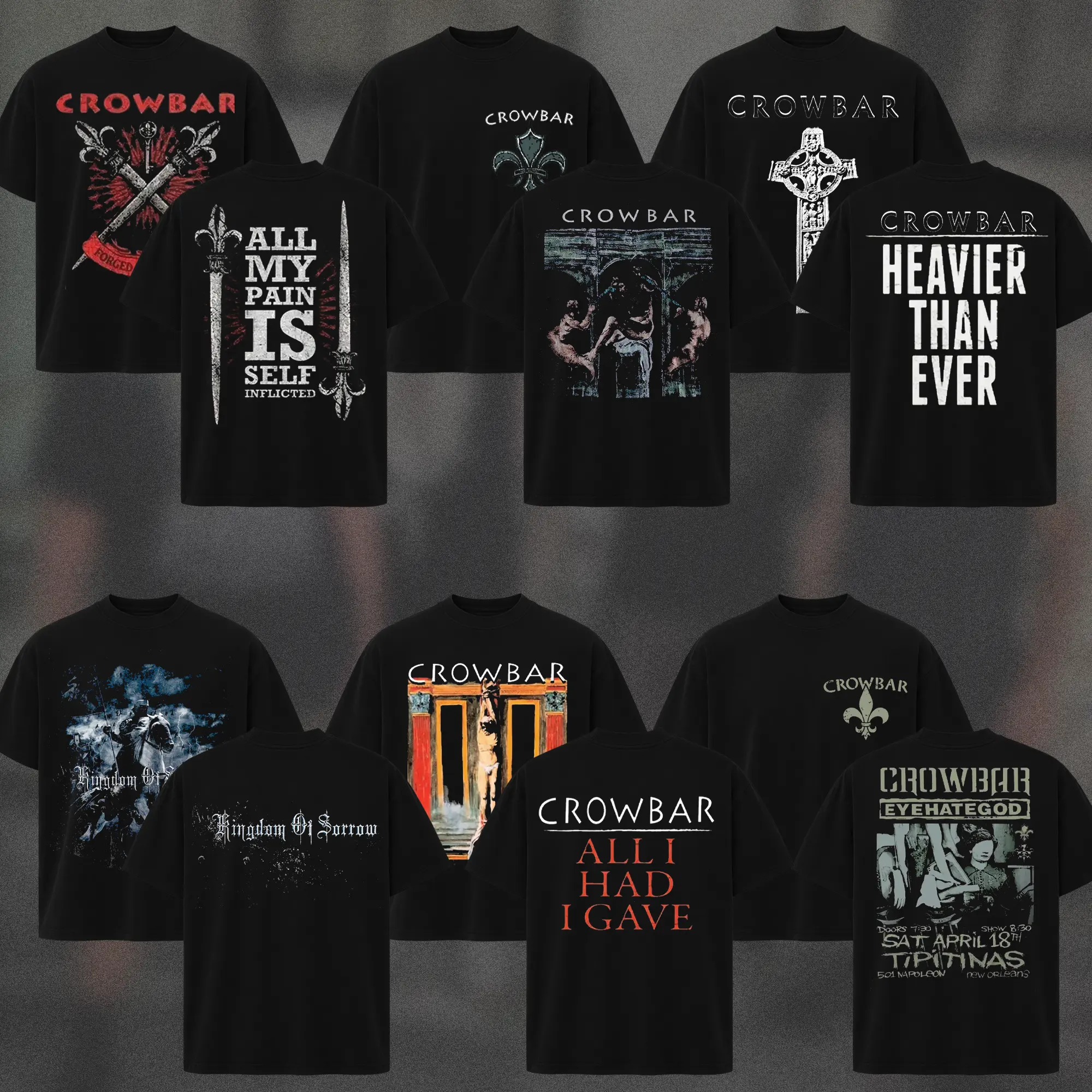 [COLLECTION] Crowbar Band T-Shirt Collection, Sludge Metal Band Tee, Dark Doom Metal Inspired Shirt, Vintage Gritty Graphic Tee, Unisex Oversized Rock Band Tee, Gift for Sludge Metal Fans, Rock Music Shirt for Men & Women
