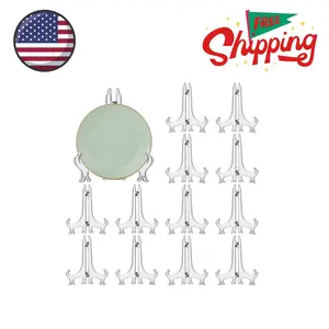 12 Pack 6 Inch Clear Plastic Easels or Stand/Plate Holders to Display