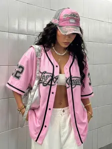 Youthful Fashion Loose Fit Graphic Shirt, Los Angeles Print Design, Bold Street Style, Casual Wear for All Seasons, Women