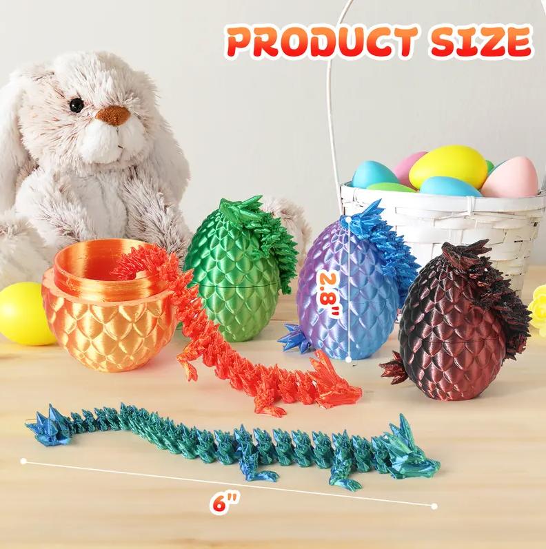 3D Printed Dragon Eggs with Dragon Inside, Easter Egg Stuffers, Articulated Dragon Fidget Toy for Kids Boys Girls, Mystery Dragon Eggs for Boys Girls Birthday Gifts