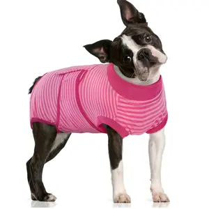 FUAMEY Recovery Suit for Dogs After Surgery,Soft Breathable Dog Bodysuit E-Collar & Cone Alternative Surgical Suit,Male Female Dog Neuter Spay Suits Anti Licking Wounds Onesie Rose Stripes
