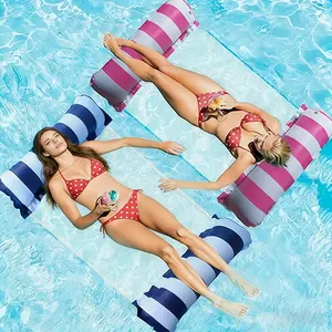 2pcs Inflatable Pool Floats, Foldable Striped Swimming Rafts, Portable PVC Pool Buoyant, Perfect for Travel and Home Pools