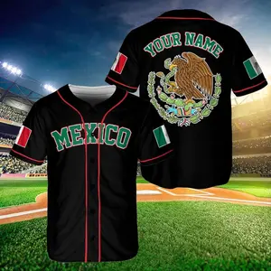Personalized Mexico Baseball Jersey – Custom Name Number Mexico Flag Team Jersey for Family Matching Outfit