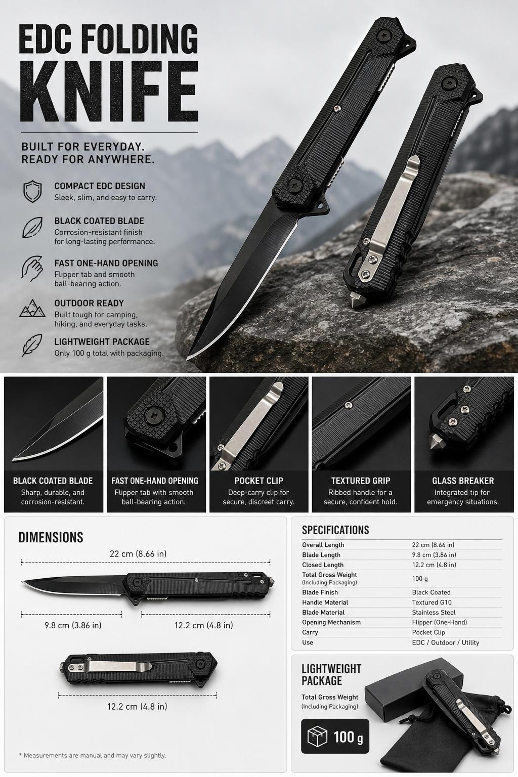 EDC convenient folding knife, camping, barbecue, hiking, home cooking, holiday gifts