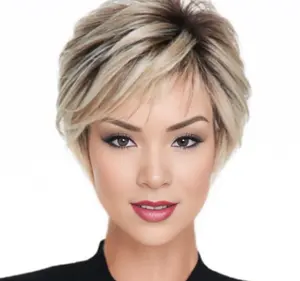Tasmin—WIGYY Short Ombre Blonde Pixie Cut Wig, Glueless Lace Front Wig with Natural Hairline, Protein Fiber, Heat Resistant, Lightweight Cap, Daily Wear Ready-to-Go Style