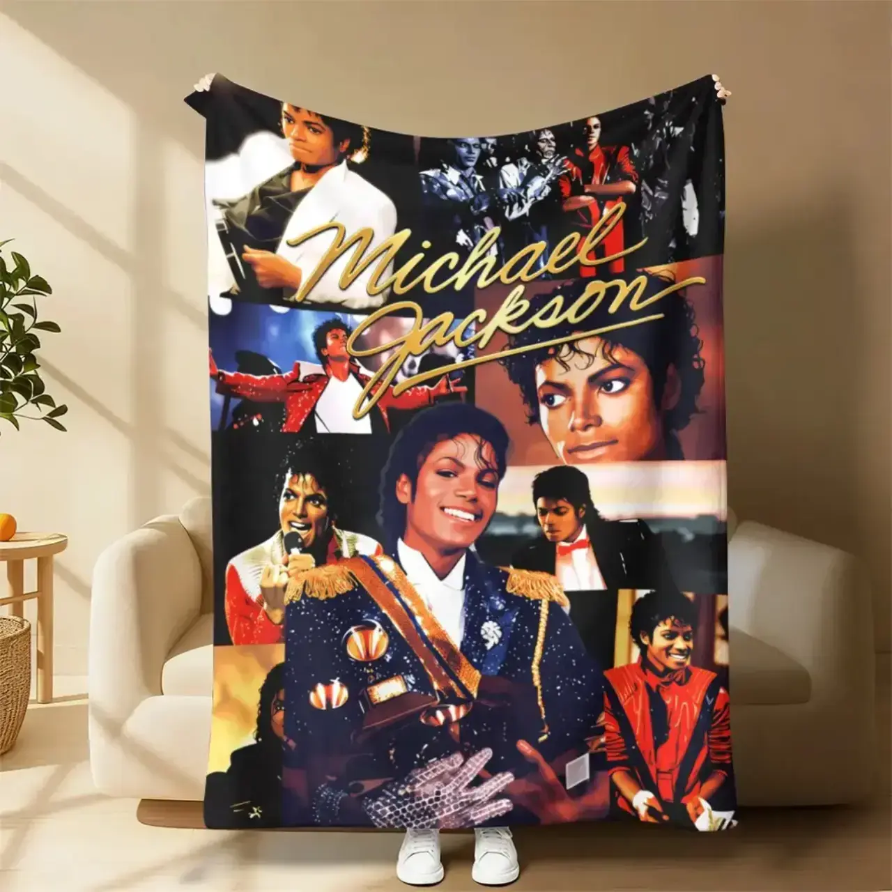 Michael Jackson Tribute Flannel Blanket, Pop Stage Art Print Throw, Bed/Sofa Decor, Dance Icon Themed Bedding Accessory, Birthday Gift for Pop Music Enthusiasts, Classic Lounge Accent