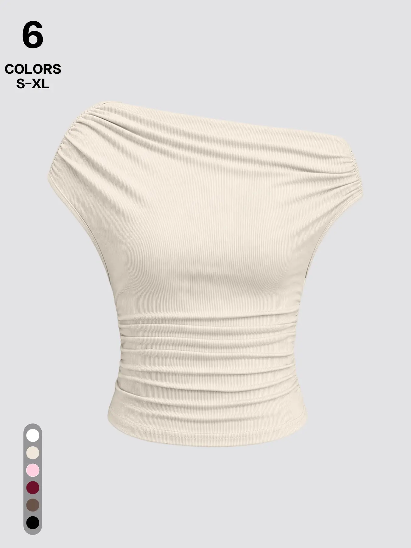 One-Shoulder Ribbed Short Top for Women, Basic Ruched Side Slim Fit Asymmetrical All Seasons Blouse, Asymmetric Hem Tops, Fashion Stylish and Comfortable Design, Perfect for Daily Wear