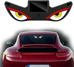 Car Rear Window Dynamic LED Display – Solar Demon Eye with Vampire Devil Emoji Panel, Wireless No-Drill Auto Decorative Light, USB-C Rechargeable, 5 Modes, Vibration & Light Sensor