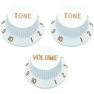 Speed Control Knobs 1 Volume 2 Tone Fits Metric Pots Knobs Compatible with Fender Strat Stratocaster Style Electric Guitar Parts. (White)