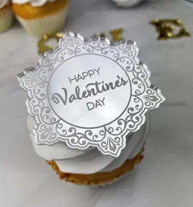 Ornate Happy Valentines Cupcake Toppers (set of 6)