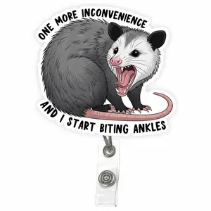 Funny Opossum Nurse Badge Reel - Start Biting Ankles Acrylic Retractable ID Holder