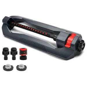 Lawn & Garden Oscillating Sprinkler – Heavy-Duty Base, 16 Precision Nozzles, Wide Coverage, Durable, Easy Maintenance, Quick Connect Starter Set