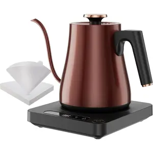 Gooseneck Electric Kettle 1.0L with Temp Control and Keep Warm, 1000W Rapid Boil In 4 Min, Stainless Steel Kettle for Coffee/, LED Display,  Control,  Copper Color,
