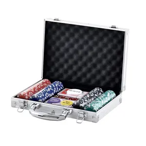 TikTokShopBlackFridayVEVOR Poker Chip Set, 200-Piece Poker Set, Complete Poker Playing Game Set with Aluminum Carrying Case, 11.5 Gram Casino Chips, Cards, Buttons and Dices, for Texas Hold'em, Blackjack, Gambling