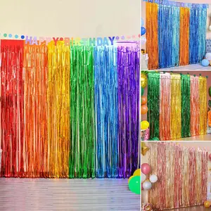New Backdrop Fornite Rain For Po Zone Birthday Decoration Wedding Decor Christmas Tinsel Glitter Foil Backdrop Party Curtain Gifts