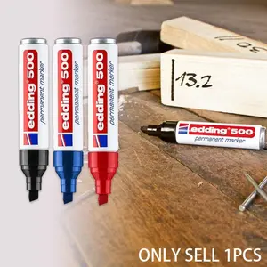 German Imported Edding 500 Oil-Based Marker Pen, Wide Tip Industrial Drawing Brush, Slanted Head Markers 2-7mm, Art Supplies