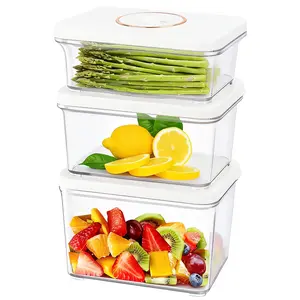 Vacuum Seal Containers – 3 Pack Reusable Food Storage with Lids for Meal Prep & Freezer, Microwave Safe, Leak-Proof & Airtight (No Machine Needed)