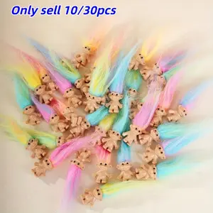 10/30pcs Two-Tone Long Hair Ugly Dolls Plastic Figurines, Small Sculpture Decorations, Ornaments, Easter Birthday Halloween Christmas Gifts