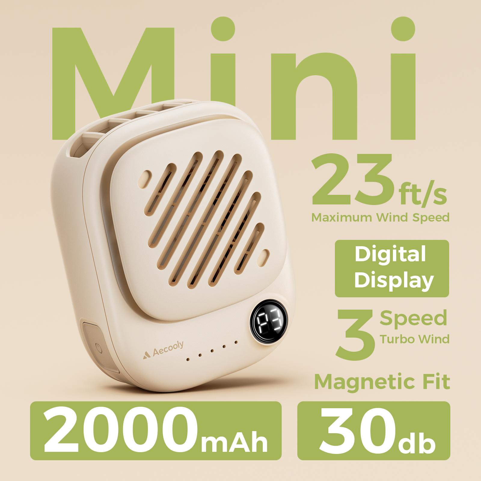 Aecooly Click 01 Portable Mini Neck Fan 95g Ultra-Light & Magnetic Clip,10H Battery Life, 3-Speed Silent Wind, Tangle-Free Design-100% Authentic Summer Essential