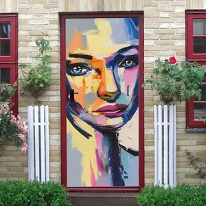 2pcs Modern Abstract Art Portrait Wall Stickers Removable Self Adhesive Mural for Living Room Bedroom Home Decor Colorful Art Character Decals Creative Wall Decor Paintings Nordic Style Wall Decor Stic