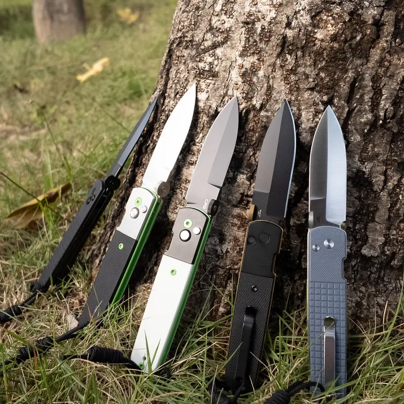 CJRB Locust Compact Tactical EDC Pocket Knife for Adults - 3.15in High Carbon AR-RPM9 Black PVD Flat Grind Single-Edged Folded Blade, Black G10 Handle, Button Lock with Safety Switch, 3.18oz Collectible Gear, Survival Tools, Cool Gifts for Guys, Tactical