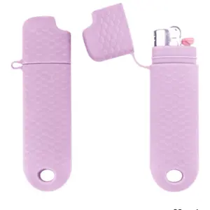 Waterproof Lighter Case Cover Holder for BIC Regular Lighters Sleeve Type J6 Outdoor Survival Multipurpose Seal Lighter Pouch for Hiking and Camping Light Purple Accessory Hanging Silicone
