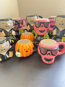 Halloween mugs sold separately – ghost mug, skull mug, vampire mug and cauldron mug. Cute spooky coffee cups for fall & gifts! New!