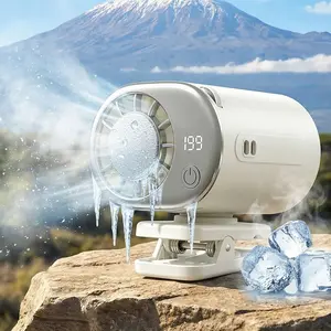 2026 Car Clip-On Fan with LED Speed Display - 360° Rotation, 199 Speed Adjustable Wind, USB Rechargeable Portable Cooling Fan, Cold Compress FunctionStrong Grip Wide Clamp, Long Battery Life