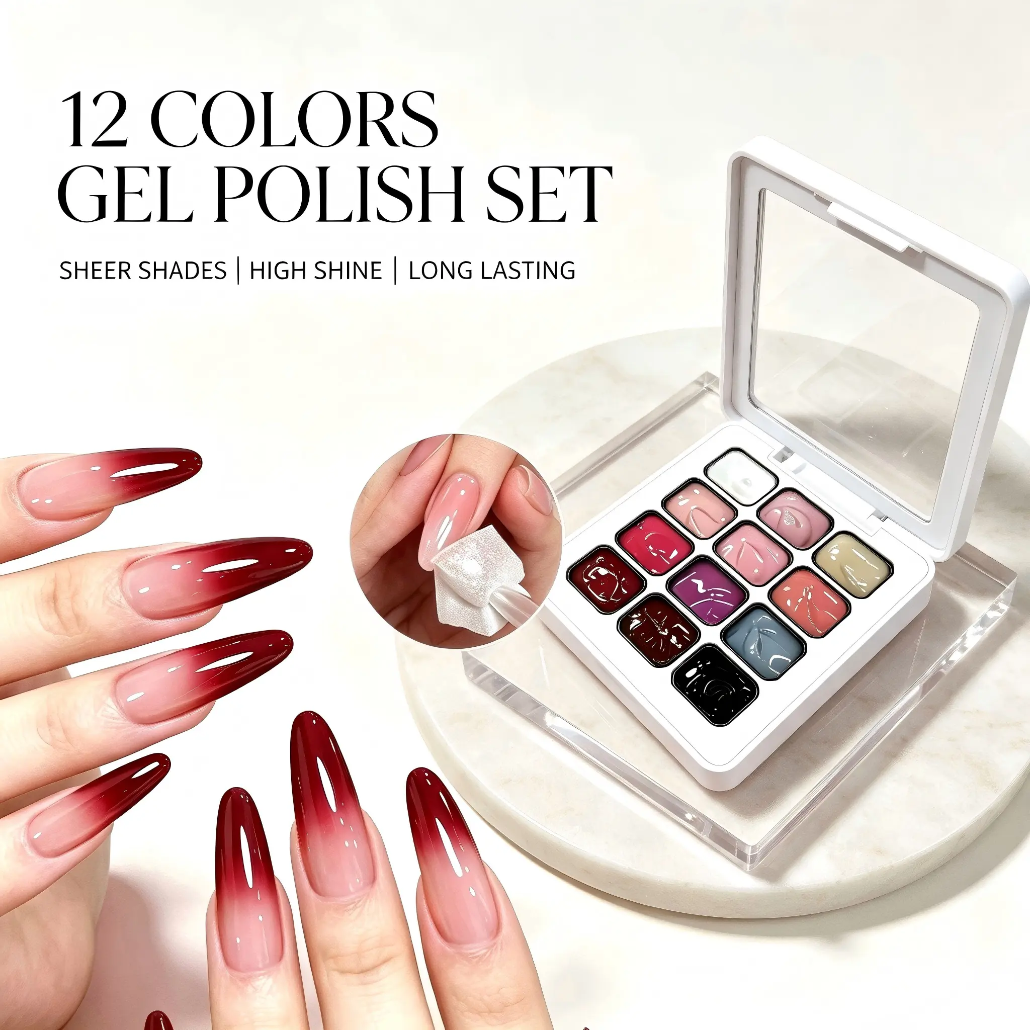 Solid Cream Gel Nail Polish Palette, High Pigment Patting Gel For Ombre & Aura Nail Art, Thick Smooth Smudge Painting Gel Varnish Kit