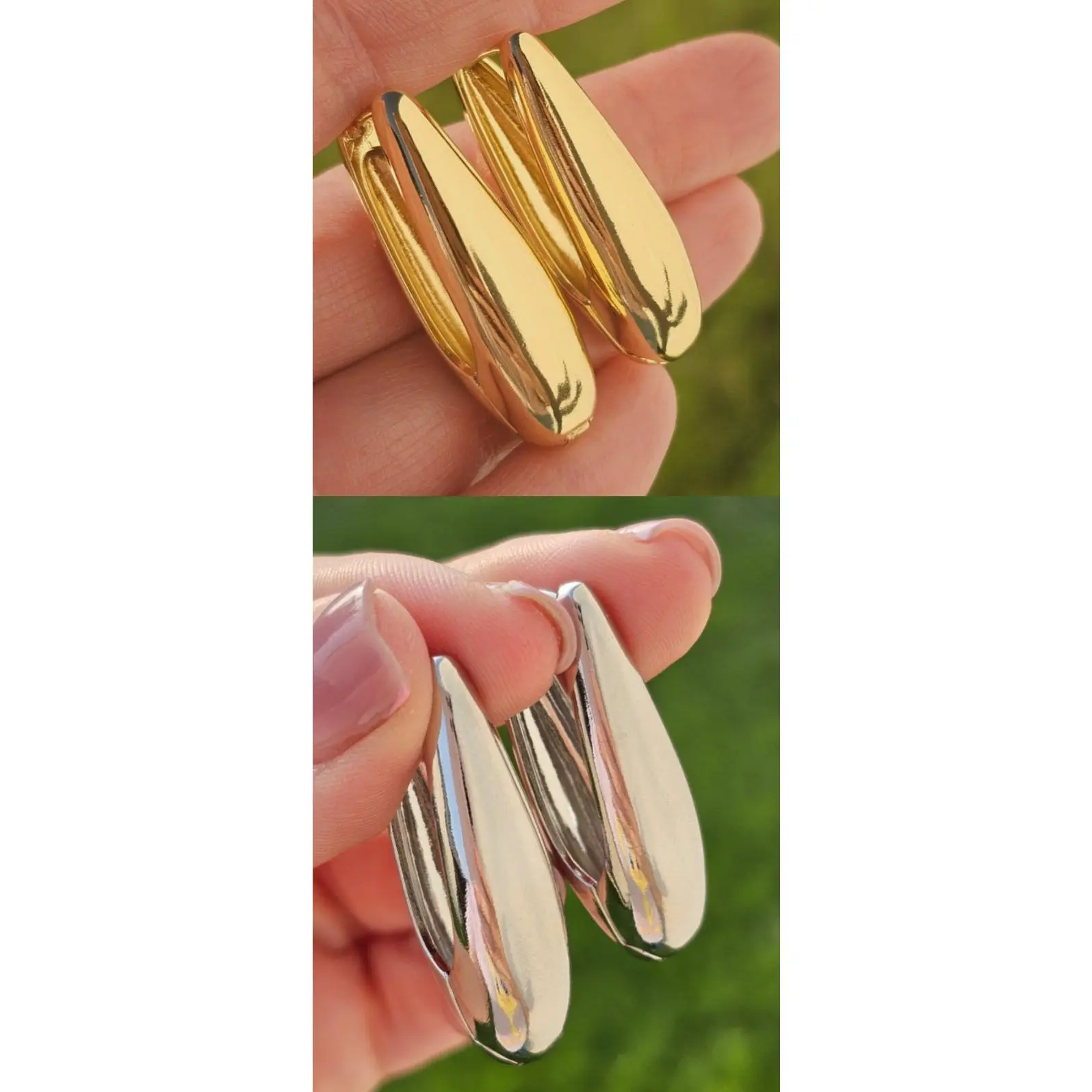 18k gold plated long hoop earrings