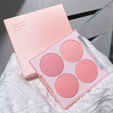 Four color powder blusher, Lightweight natural look, peach nude powder matte velvet texture does not fly powder, durable and not easy to smudge suitable for all skin types Cosmetics Products