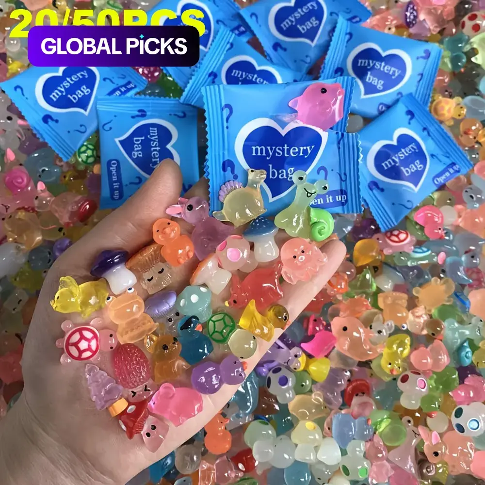 Mini Glow in the Dark Animal Resin Models, Surprise Mystery Bag for Dollhouse Decor, Fairy Garden Decor, Birthday Party Gift, DIY Miniature Crafts Ornaments, Resin Animal Sculptures #GLOBAL PICKS
