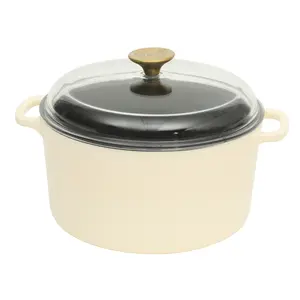 Sur La Table Kitchen Essentials Supper Club 5-Quart Enamel-Coated Cast Iron Dutch Oven Pot with Oven Safe Glass Lid, Oven-to-Table Cookware for Bread, Soups, Stews & Braising